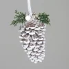 New Décoration à suspendre pomme de pin enneigée blanche - 16 cm