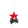 Clearance Décoration à suspendre étoile en feutrine rouge et vert - 4 x 6 cm