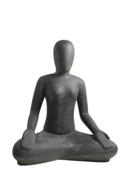 SEDA Décoration pour jardin aquatique coloris noir en pierre reconstituée figurine yoga Méditation - 30 cm