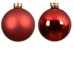 Clearance KAEMINGK Ensemble de 6 boules en verre brillant et mat rouge - Ø 8 cm