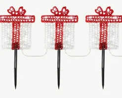 Outlet BLACHÈRE ILLUMINATION Ensemble de 3 piques solaires forme cadeaux rouges à 30 LED blanc froid pour extérieur - 1 m