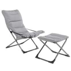 Hot FIAM Fauteuil en aluminium et toile Oléfine gris Fiesta Soft - 86/99 x 62 cm