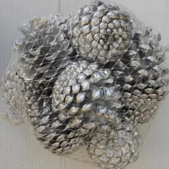 Best Filet de 12 petites pommes de pin teintées argent pour décoration de Noël