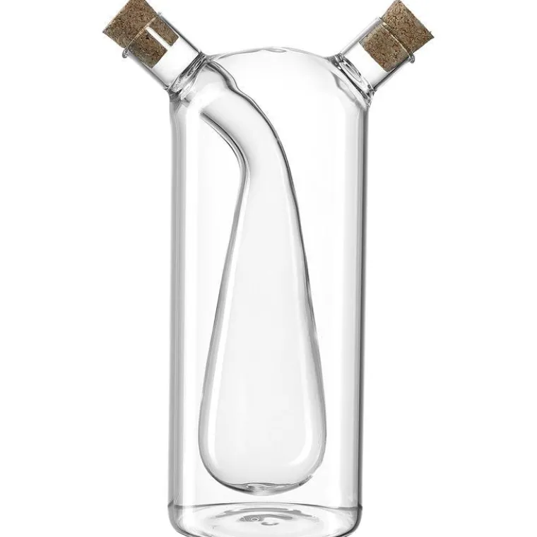 Best LEONARDO Flacon huile et vinaigre 2 en 1 en verre borosilicate transparent Cucina - 18,5 cm
