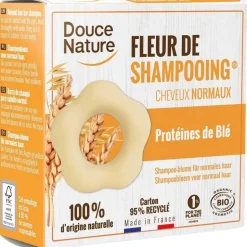 Outlet DOUCE NATURE Fleur de shampoing cheveux normaux bio. Le sachet de 85 g