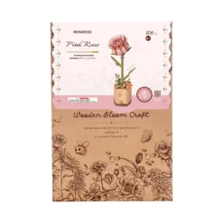 Sale ROWOOD Fleur en bois à assembler Rose rose - H 24,5 cm
