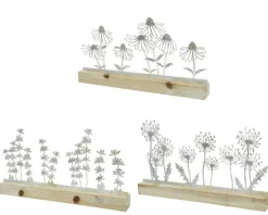 Online KAEMINGK Fleurs en fer blanc sur support en bois blanchi - 29 x 17 cm