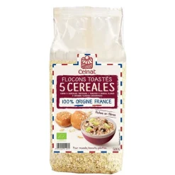 Outlet CELNAT Flocons 5 céréales toastés bio en sachet de 500 g