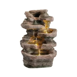 Best LUMINEO Fontaine en polyrésine imitation pierre naturelle - 21 x 27 x 39 cm