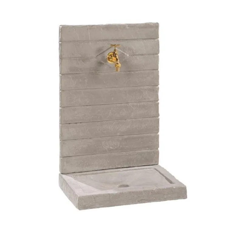 Outlet HAIRIE GRANDON Fontaine murale contemporaine en béton ciré gris zinc grand modèle - 74 cm