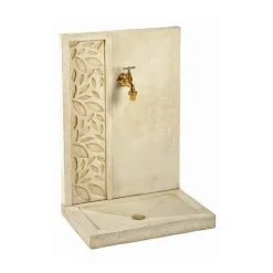 Outlet HAIRIE GRANDON Fontaine murale décor feuilles en pierre reconstituée ton pierre - 70 cm