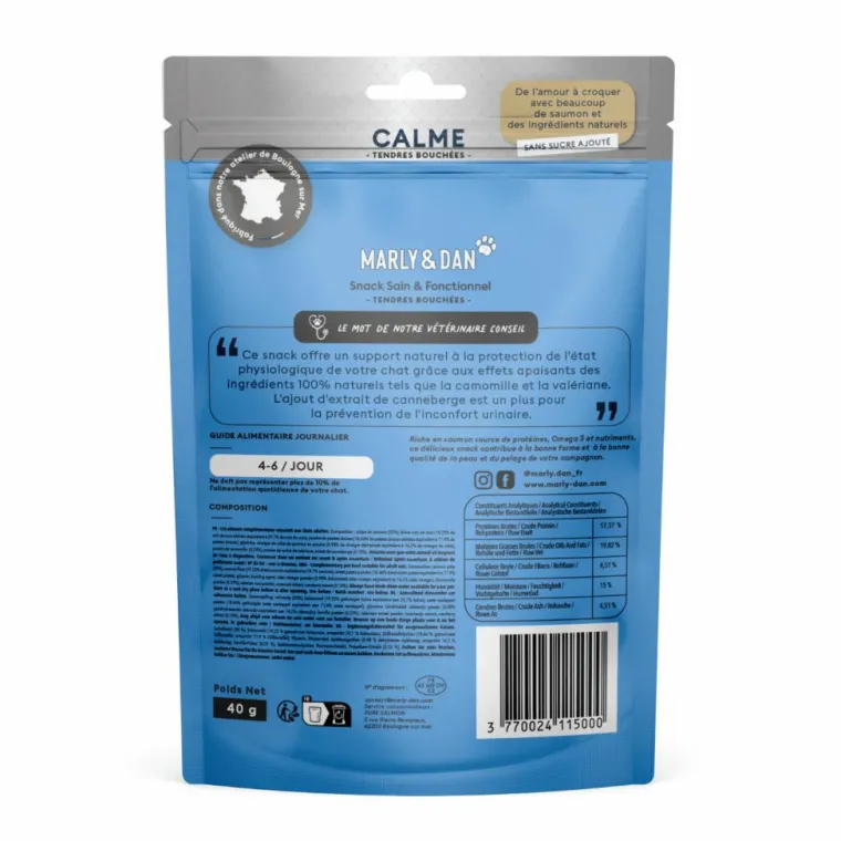 Hot MARLY & DAN Friandises pour chat tendres bouchées calme - 40 g