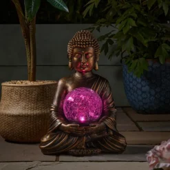 SMART GARDEN Globe solaire Buddha coloris transparent effet blanc froid Smartgarden - 36,5 x 26 x 22 cm