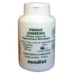New NEODIET Gélules de panax ginseng bio en boite de 200 unités