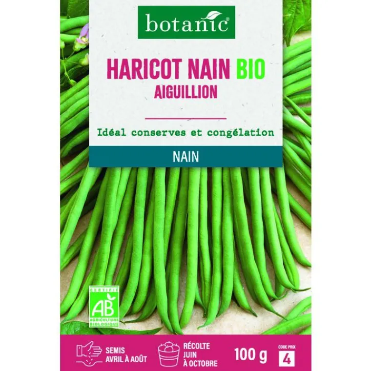 Discount BOTANIC® Graines de haricot nain aiguillon extra-fin sans fil bio - graines à semer
