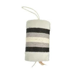 Outlet BOBBY Griffoir cylindrique en corde gris avec plumes naturelles Griffoir Roll - 21 x 12 x 14 cm