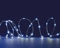 Clearance BLACHÈRE ILLUMINATION Guirlande lumineuse à 60 micro-LED blanc froid et câble argent sur piles - 6 m