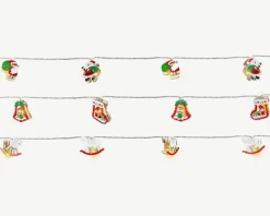 Outlet BLACHÈRE ILLUMINATION Guirlande lumineuse avec décor rouge et vert de Noël à 10 LED blanc chaud et câble argent sur piles - 1,80 m