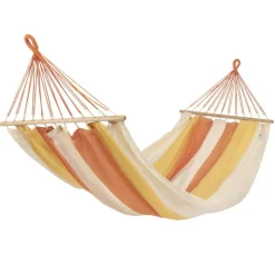 Clearance JOBEK Hamac à barre en polypropylène jaune safran Graphik - 300 x 140 cm