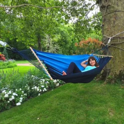 JOBEK Hamac coloris bleu Caraïbes certifié FSC® Hamac GraphiK - 300 x 140 cm