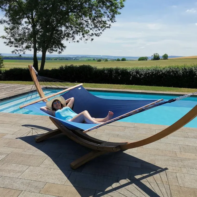 Clearance JOBEK Hamac coloris bleu Caraïbes polypropylène Hamac Kouple - 350 x 140 cm