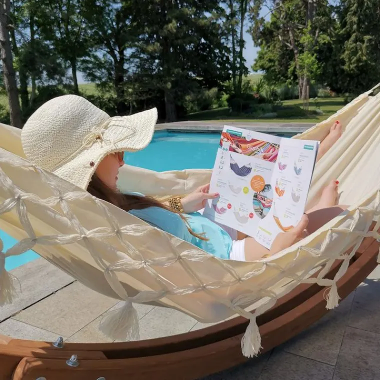 Outlet JOBEK Hamac coloris écru à franges en polypropylène Hamac Kocon - 340 x 140 cm