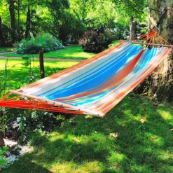 JOBEK Hamac coloris orange bleu certifié FSC® Hamac Kolor - 300 x 100 cm