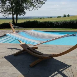 JOBEK Hamac coloris turquoise anthracite certifié FSC® Hamac Kouple - 350 x 140 cm