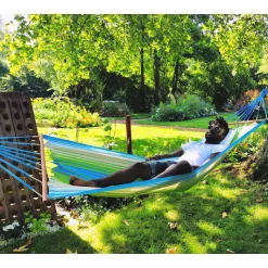 Clearance JOBEK Hamac coloris vert bleu écru en polypropylène Hamac Kolor - 300 x 100 cm