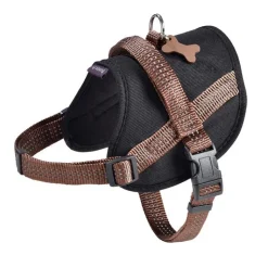 Hot BOBBY Harnais pour chien coloris marron en polyester et nylon Easy Safe – Taille S