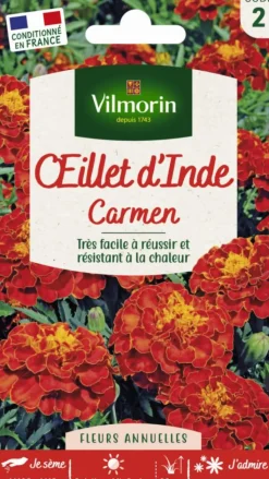 Sale VILMORIN Œillet d'Inde Carmen Maniature - graines à semer