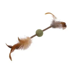 Online WOUAPY Jouet pour chat coloris beige boule à plumes matatabi – 20 x 3,8 x 38 cm