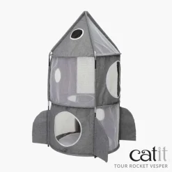 Clearance CATIT Jouet pour chat tour à chat Fusée Vesper Rocket Ship coloris bleu