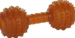New FLAMINGO Jouet pour chien en caoutchouc naturel coloris marron haltère avec épines Rubba - Taille 12 x 5 x 5 cm