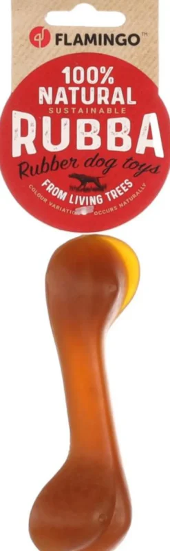 Clearance FLAMINGO Jouet pour chien en caoutchouc naturel coloris marron os Rubba - Taille 14 x 5,5 x 3,8 cm