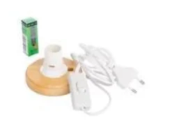 Clearance Kit électrique avec ampoule et socle rond en bois pour photophore maison taille S - les 3 pièces