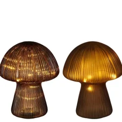 Sale EDELMAN Lampe champignon en verre marron 20 LED - Ø 20 x H 25 cm