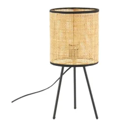 Sale Lampe de table cannage coloris noir en métal et rotin - Ø 18 cm