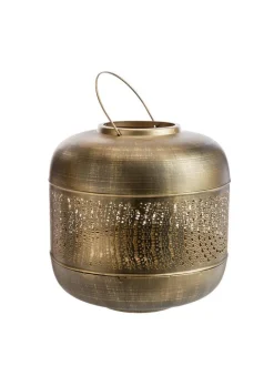 Outlet Lanterne cylindre ajourée en métal coloris bronze petit modèle – Ø 29 x H 30 cm