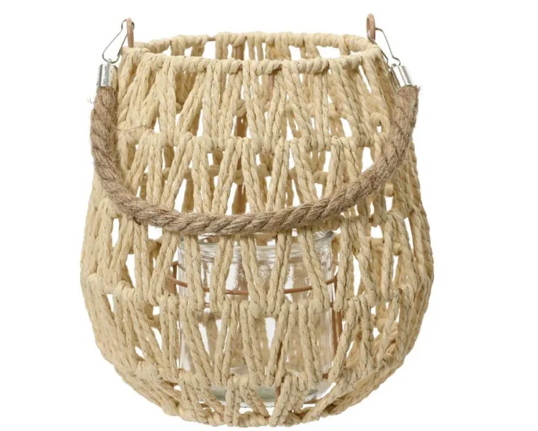 New KAEMINGK Lanterne en corde de papier coloris naturel - Ø 21 x H 22 cm