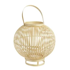 Online Lanterne ronde sur pied coloris bois en bambou - 35 x 35 x 35 cm