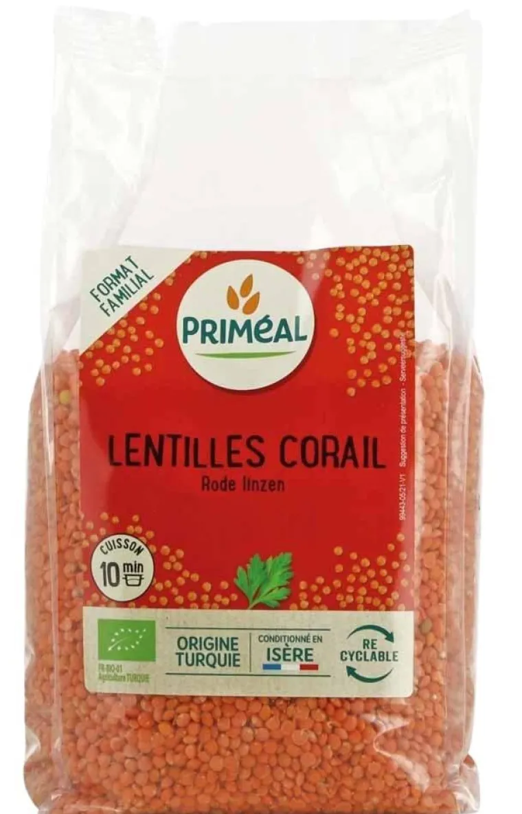Clearance PRIMÉAL Lentilles corail bio en sachet de 1 kg