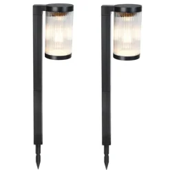 LUMIJARDIN Lot de 2 balises solaires Batimex coloris noir en plastique - 7,8 x 11 x 57,9 cm