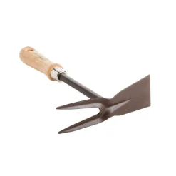 Hot BOTANIC® Lot d'outils à main pour le jardin coloris marron (transplantoir, serfouette, griffe) - 3 outils
