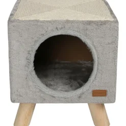 Online WOUAPY Maison pilotis avec griffoir de coloris gris 30 x 30 x 35 cm