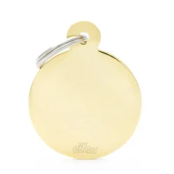 New MYFAMILY Médaille basic grand cercle pour chien en laiton doré