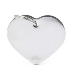 Best MYFAMILY Médaille basic grand cœur pour chien en laiton argenté