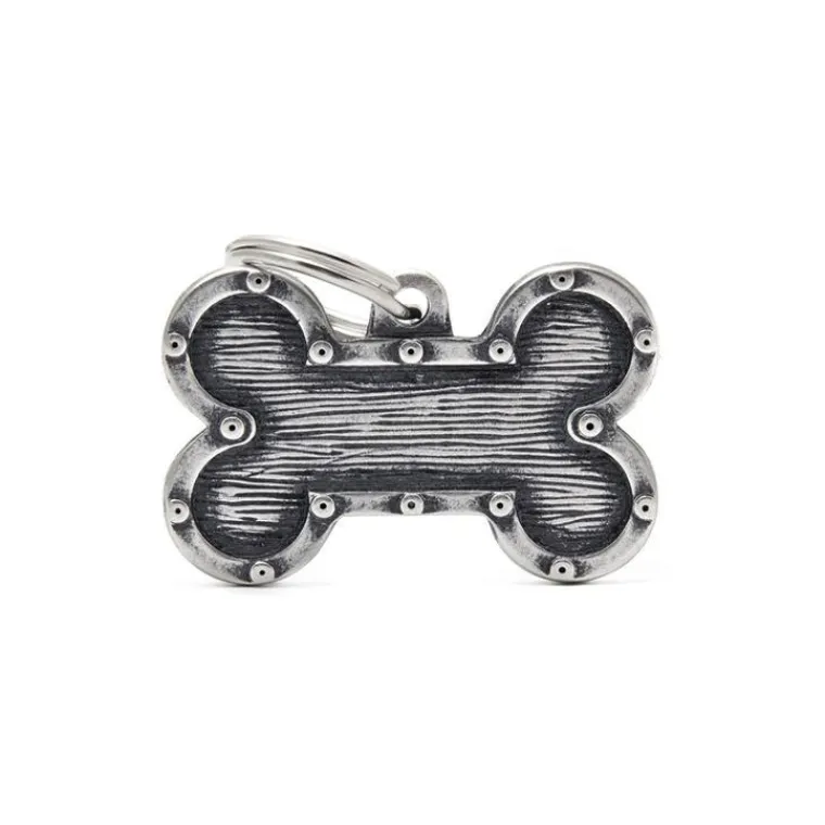 Outlet MYFAMILY Médaille bronx grand os pour chien décoration rivets en métal