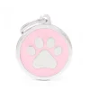 Clearance MYFAMILY Médaille classic grand cercle patte rose pour chien en acier