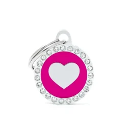 MYFAMILY Médaille glam petit cercle rose avec cœur